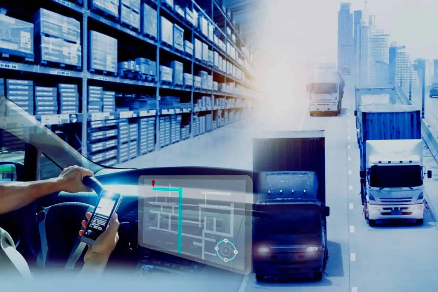 Concept of OTR freight shipment tracking from pickup to delivery