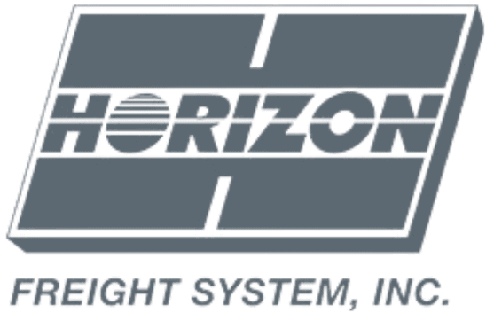 Horizon Freight System Inc. logo featuring bold text and roadway graphic representing trucking and logistics services offered by Banyan Technology.