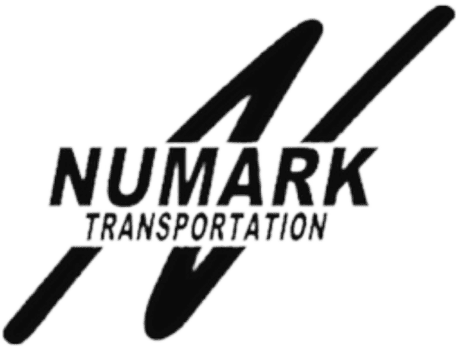 Black and white NumarK Transportation logo with bold text and abstract line design, representing reliable freight and logistics services.