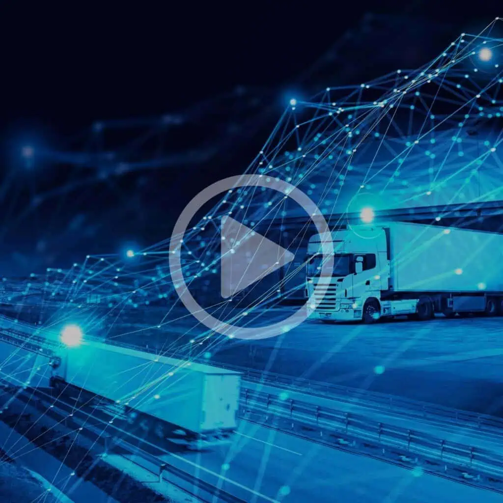 Connected supply chain logistics with digital technology and data analytics for transportation management.