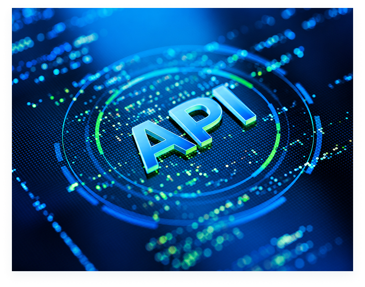 API on digital background