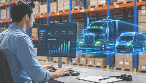 Logistics team working inside a connected freight management platform